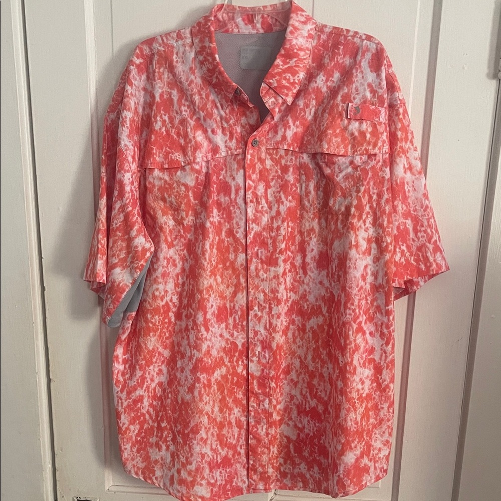 Reel Legends Coral and White Casual Shirt